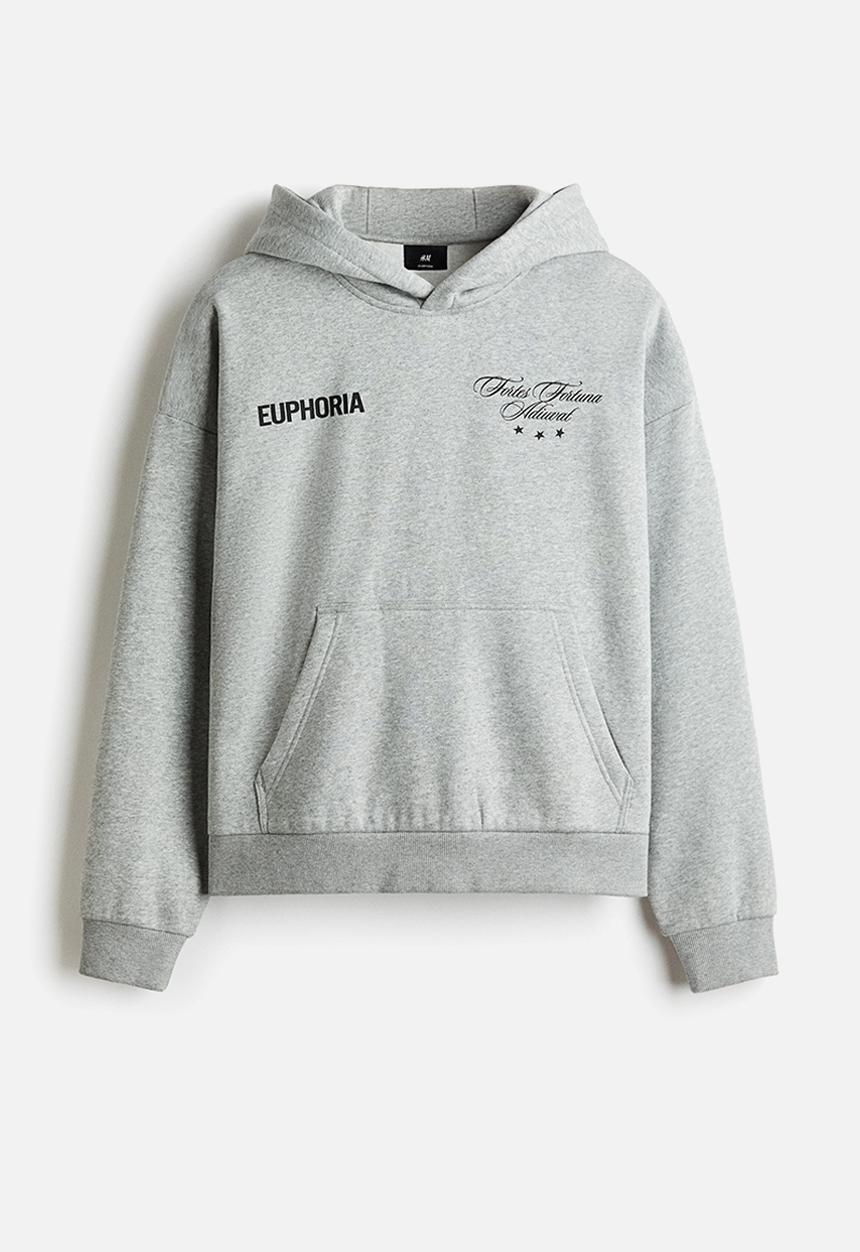 H&M - Loose fit hoodie - grey marl/euphoria
