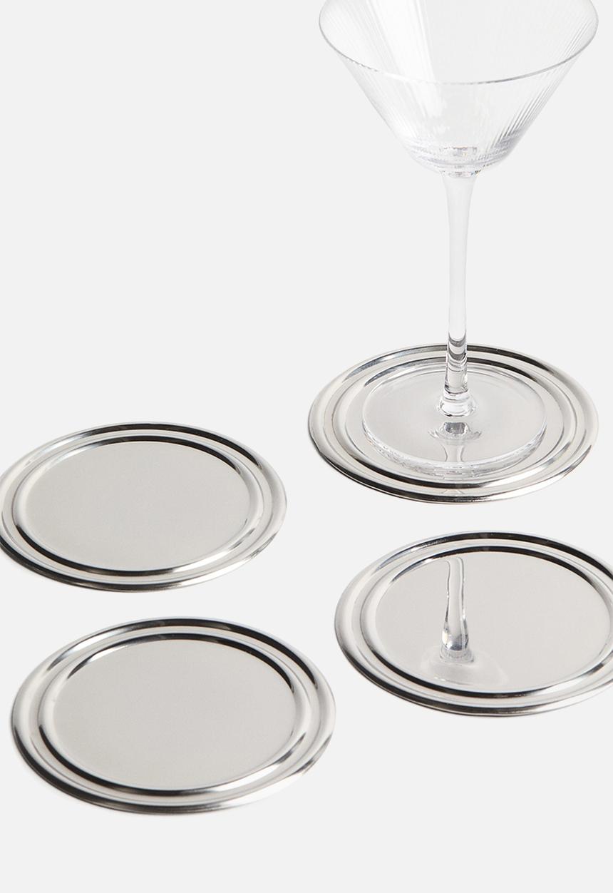 H&M - 4-pack stainless steel coasters - silver-coloured