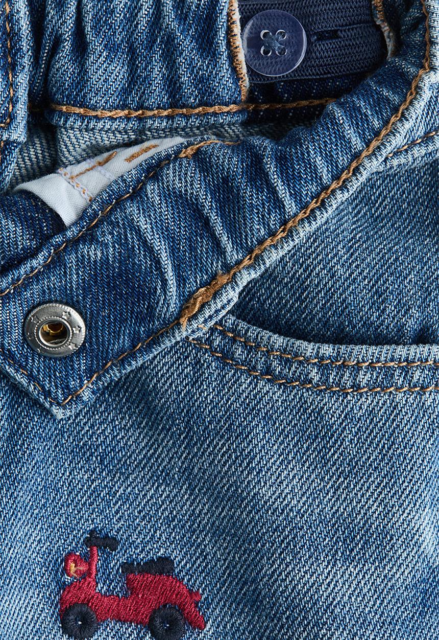 H&M - Embroidery-motif jeans - denim blue/vehicles