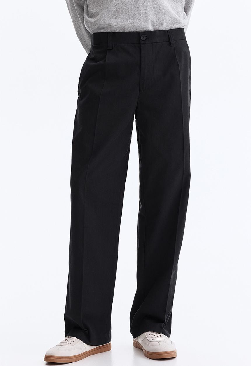 H&M - Relaxed fit cotton and lyocell tailored trousers - black
