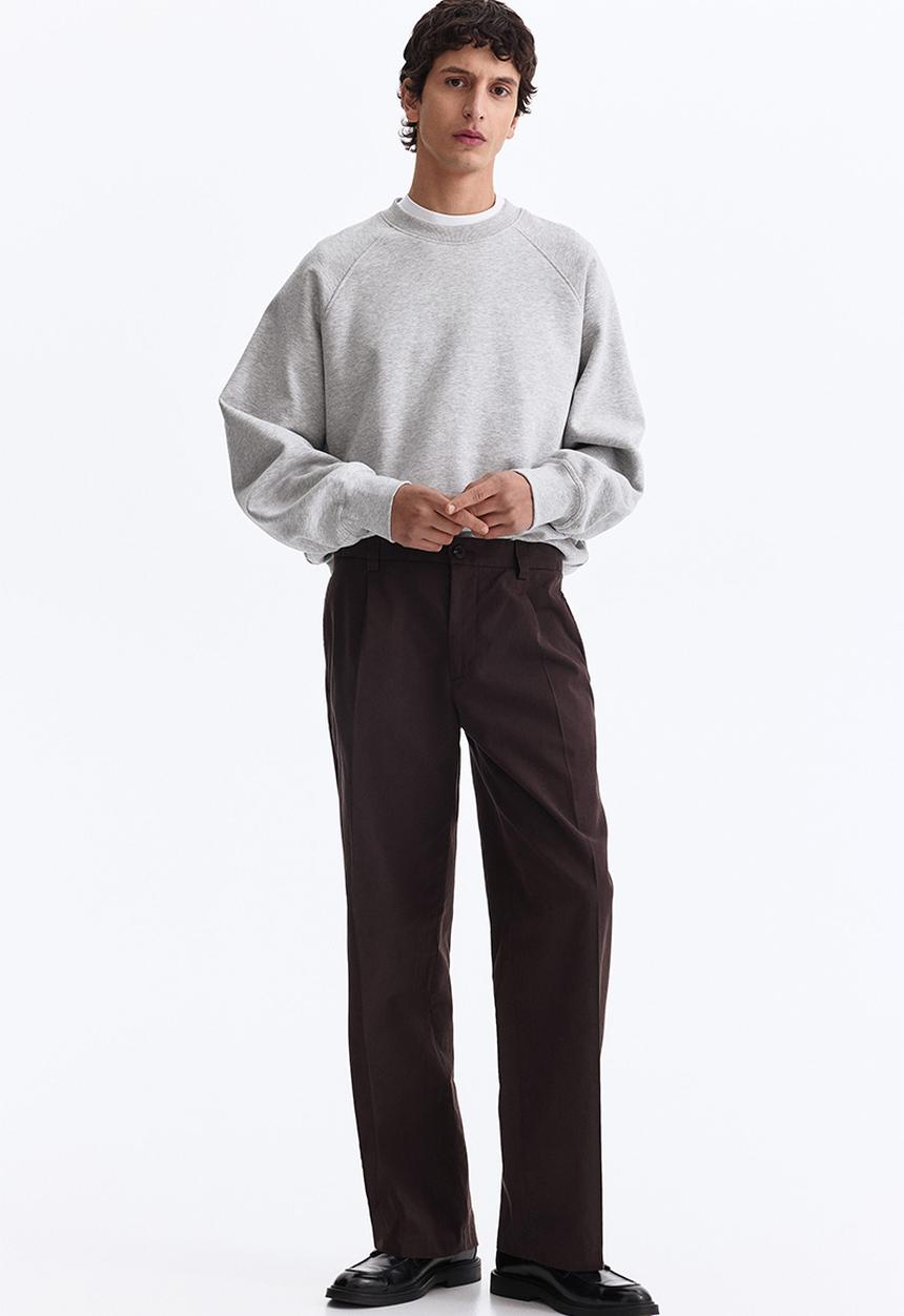 H&M - Relaxed fit cotton and lyocell tailored trousers - dark brown