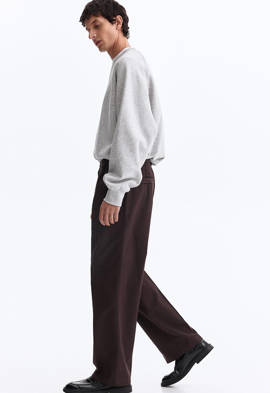 H&M - Relaxed fit cotton and lyocell tailored trousers - dark brown