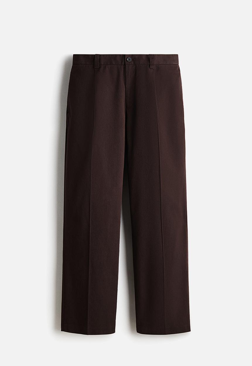 H&M - Relaxed fit cotton and lyocell tailored trousers - dark brown