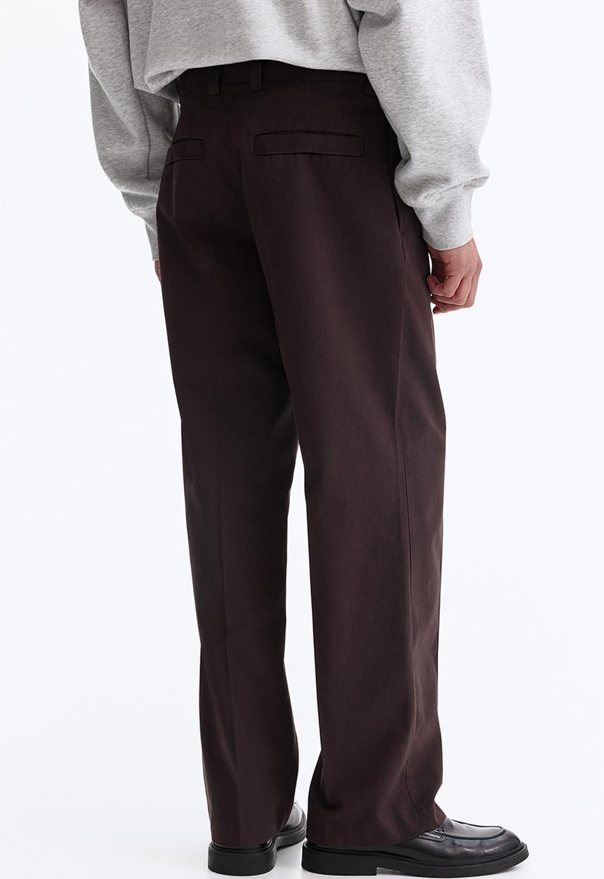 H&M - Relaxed fit cotton and lyocell tailored trousers - dark brown
