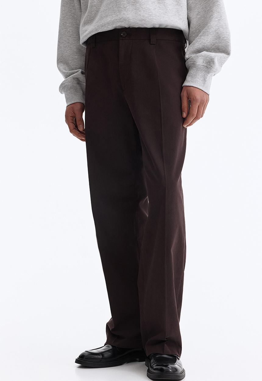 H&M - Relaxed fit cotton and lyocell tailored trousers - dark brown