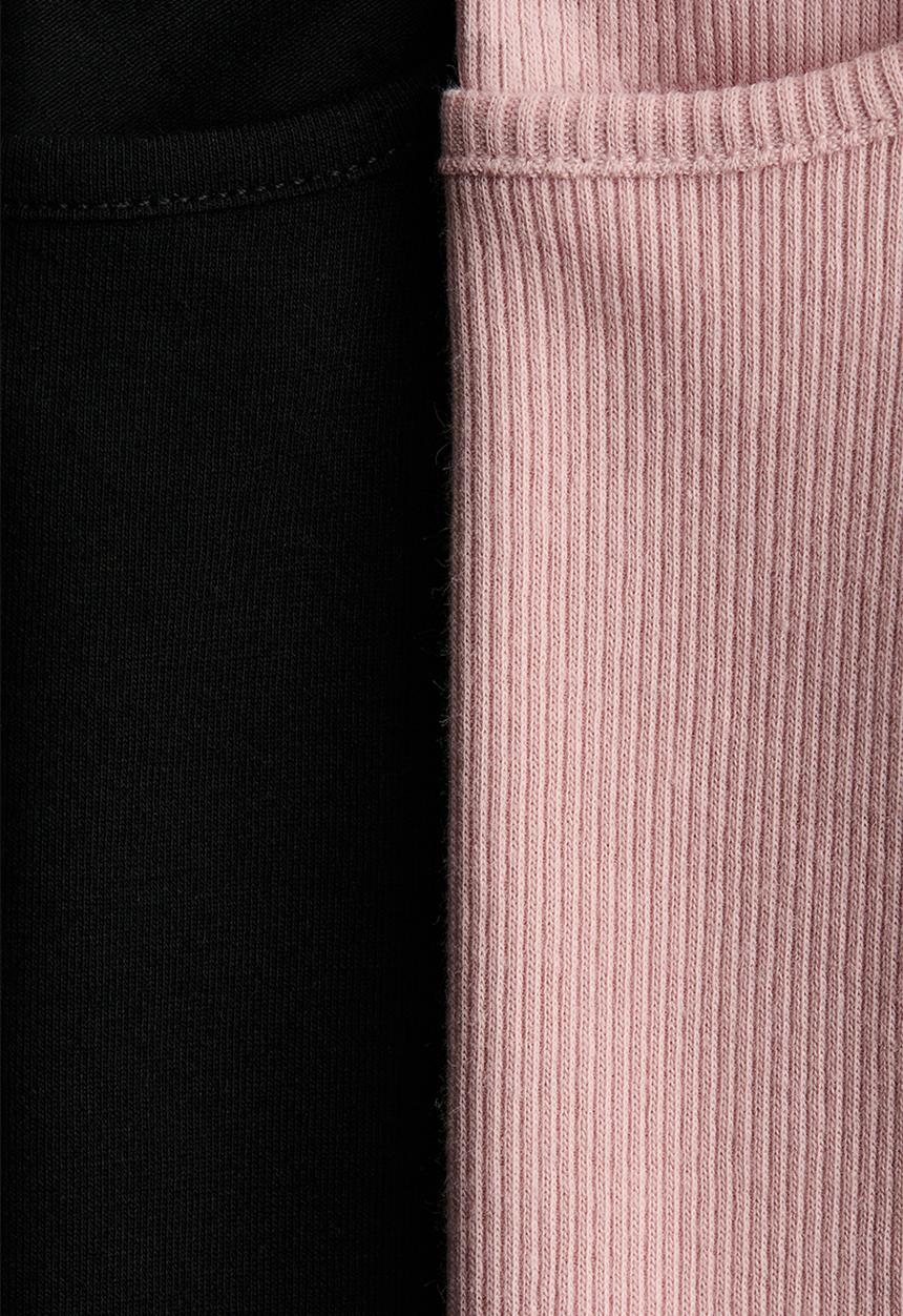 H&M - 2-Pack frill-trimmed jersey tops - black/light pink