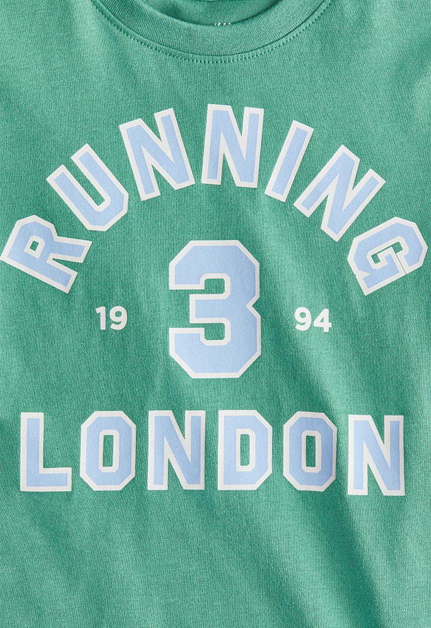H&M - Printed cotton t-shirt - green/running