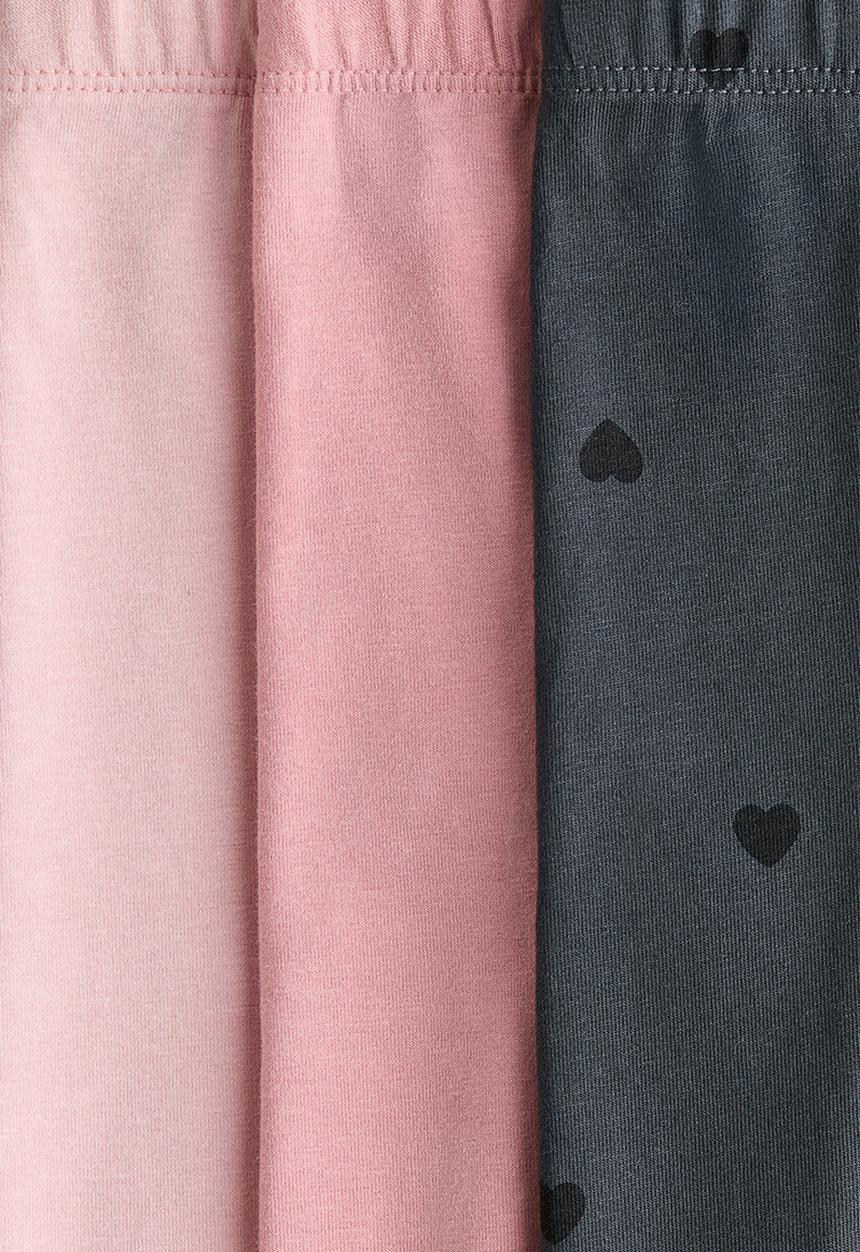 H&M - 3-pack cotton jersey leggings - pink/hearts