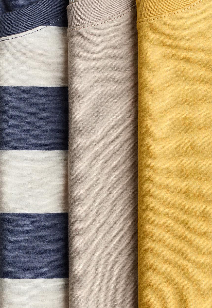 H&M - 3-pack cotton t-shirts - yellow/blue striped