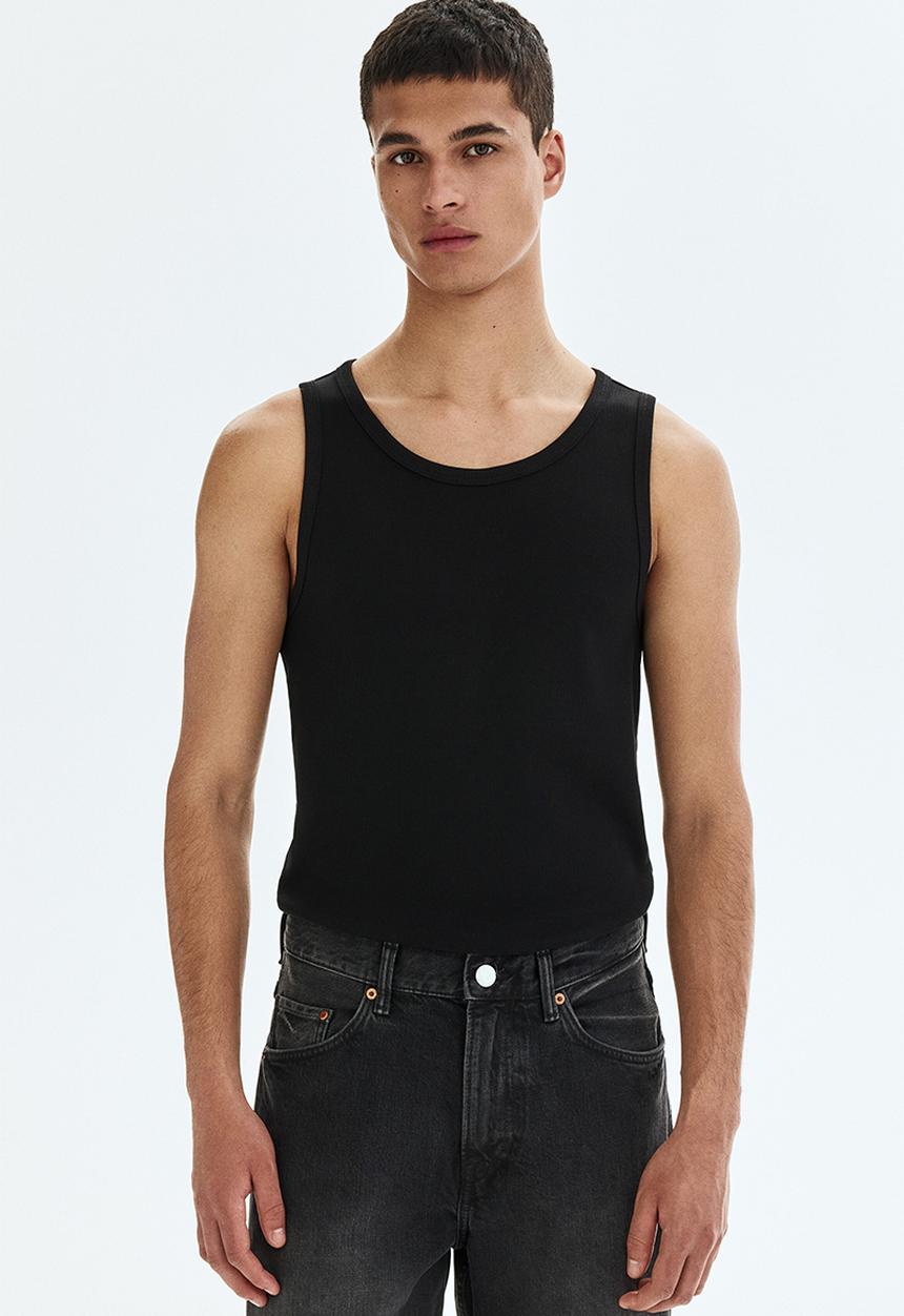H&M - Slim fit ribbed vest top - black
