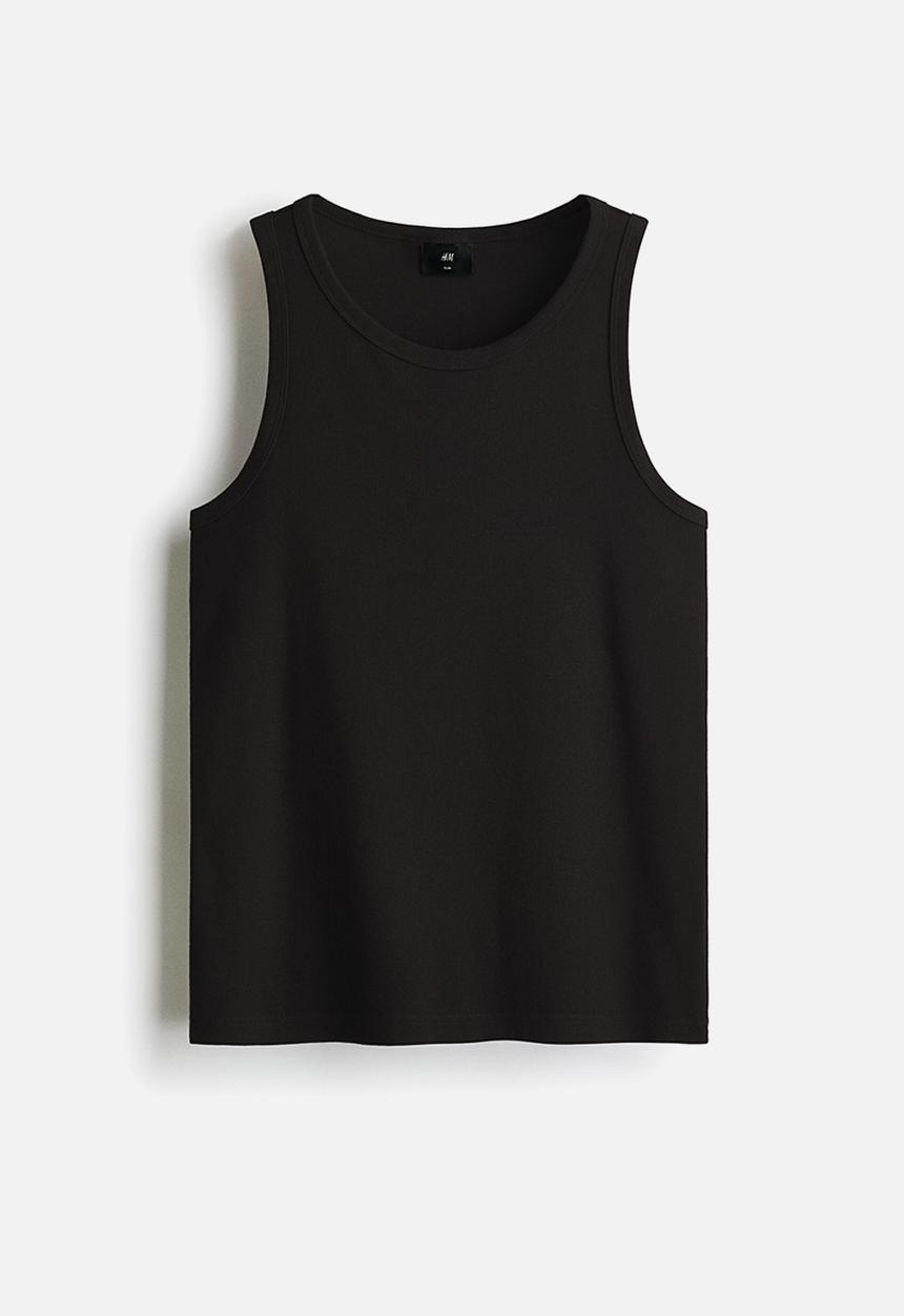 H&M - Slim fit ribbed vest top - black