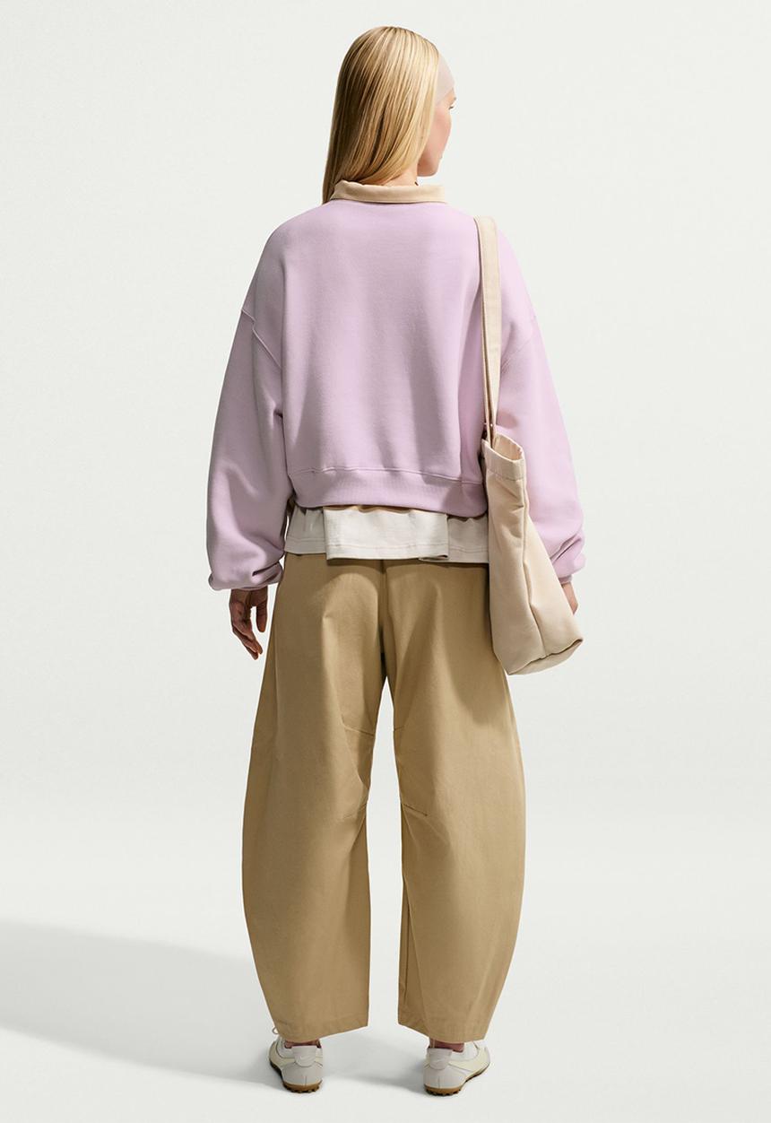 Nike - W Nk Stdo Flc Mw Os Crop Crew - Bleached Lilac/Sail