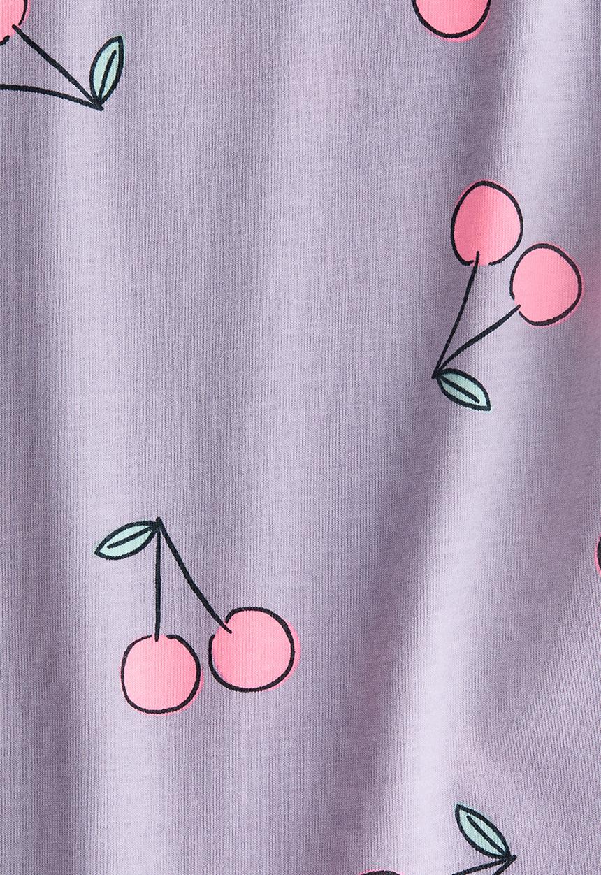 H&M - Overlock-detail cotton top - light dusty purple/cherries