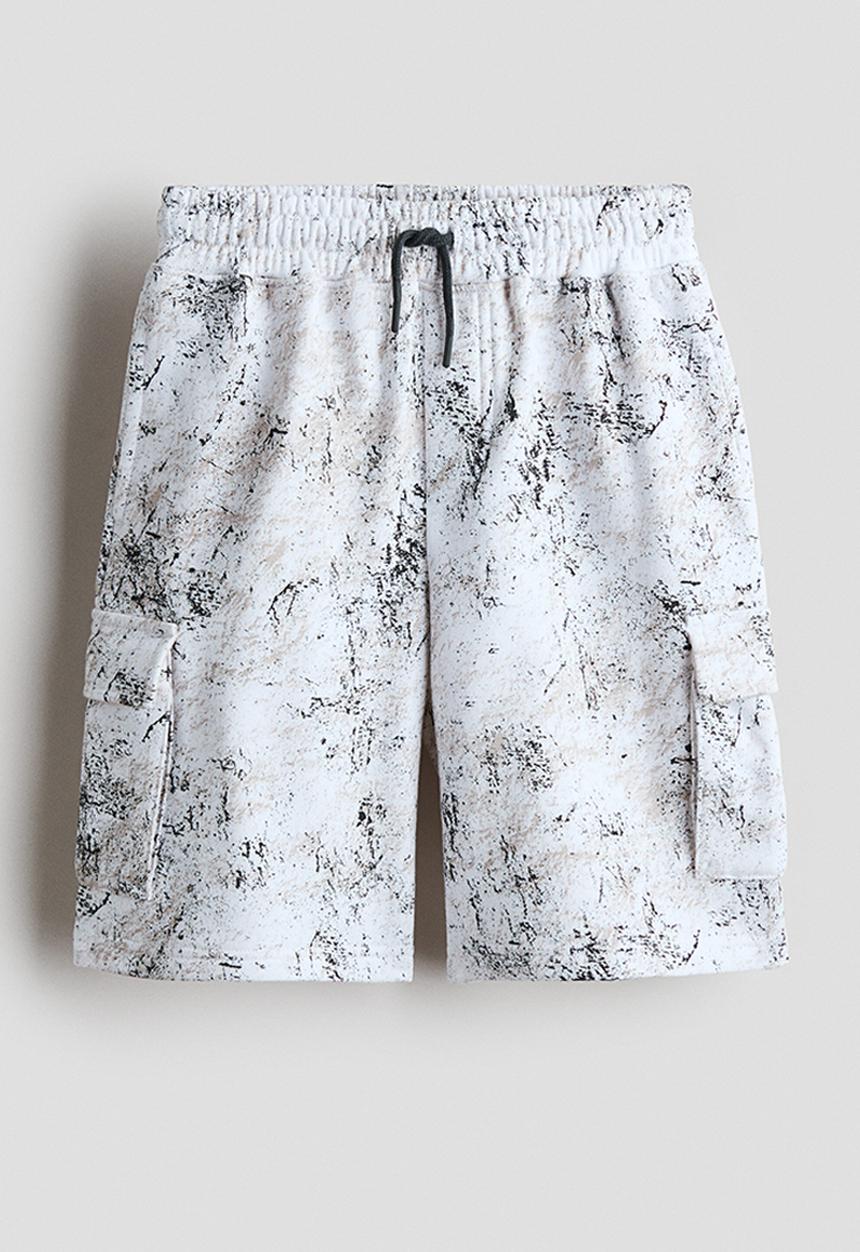 H&M - Cargo sweatshorts - white/marbled