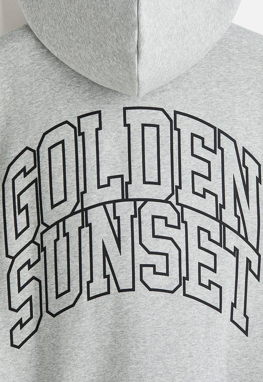 H&M - Loose fit boxy zip-through hoodie - grey marl/golden sunset