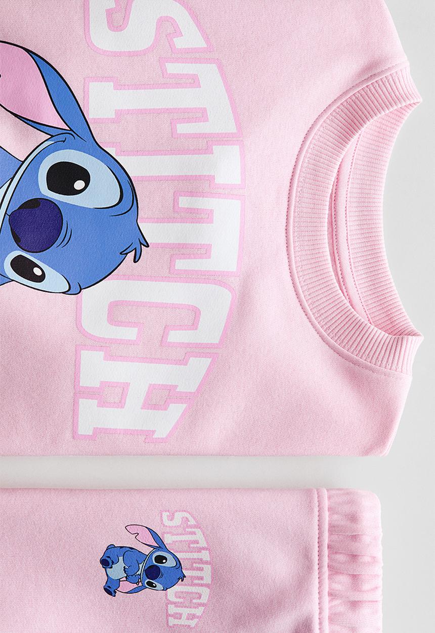 H&M - 2-Piece printed sweatshirt set - light pink/lilo & stitch