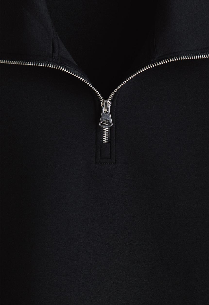 H&M - Loose fit zip-top scuba sweatshirt - black