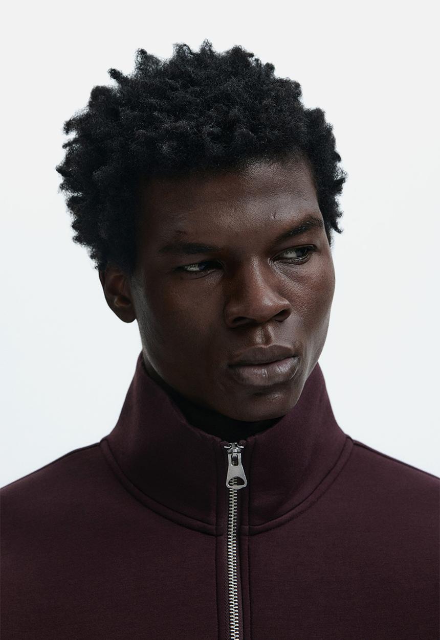 H&M - Loose fit zip-top scuba sweatshirt - burgundy