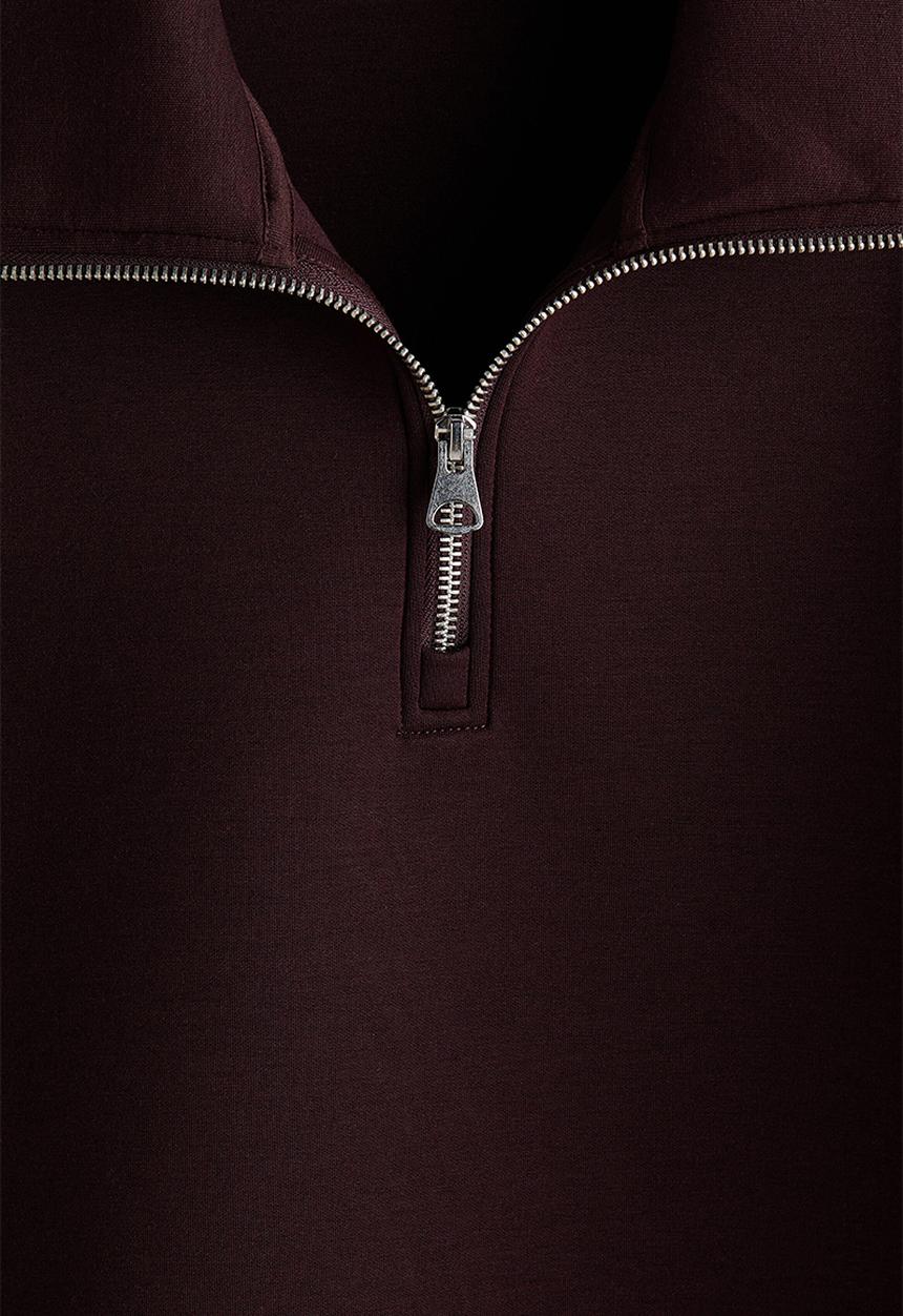 H&M - Loose fit zip-top scuba sweatshirt - burgundy