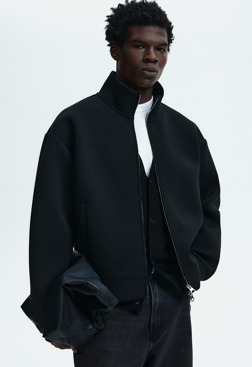 H&M - Loose fit scuba track jacket - black