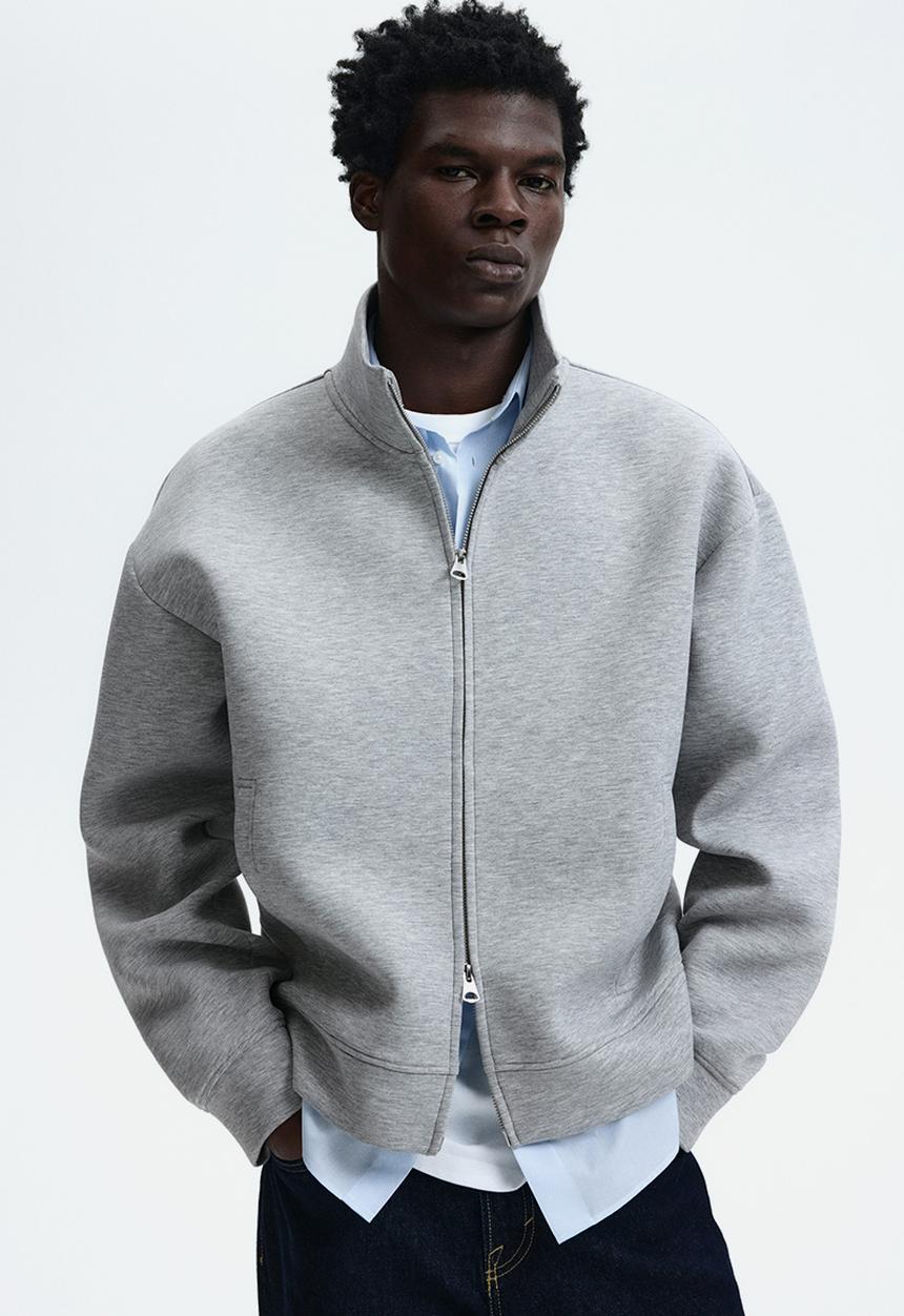 H&M - Loose fit scuba track jacket - grey marl