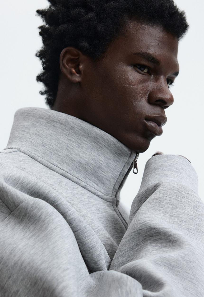 H&M - Loose fit scuba track jacket - grey marl