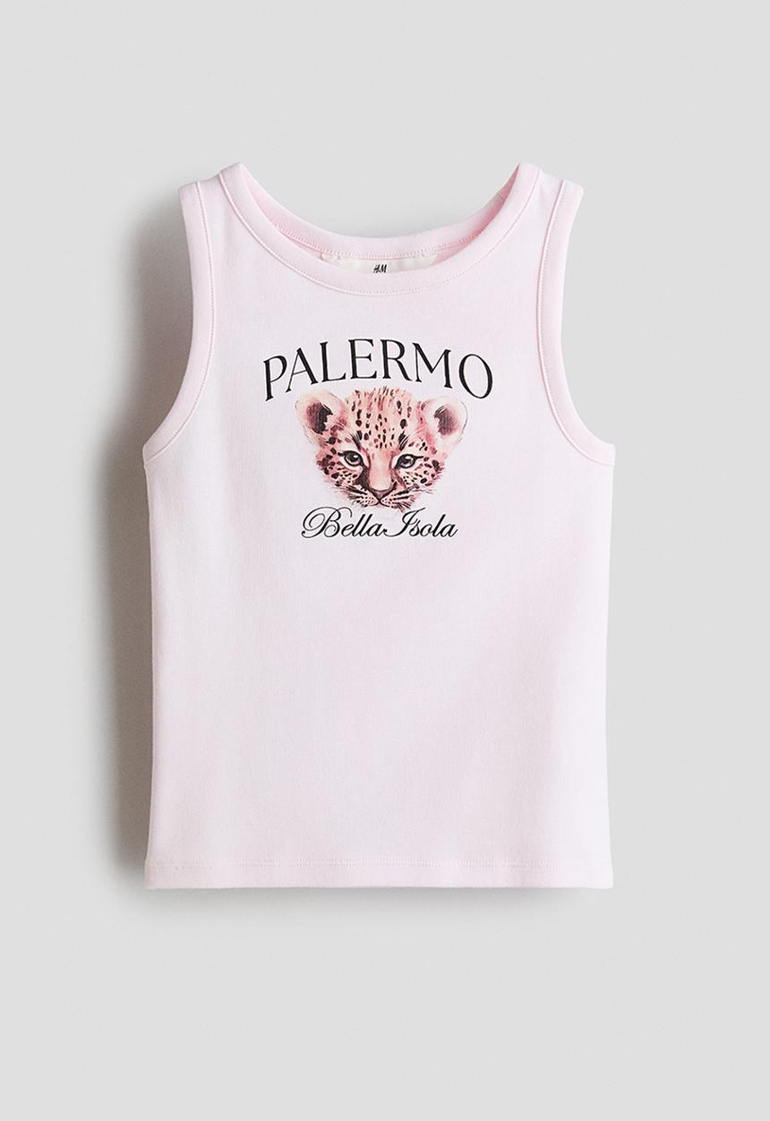 H&M - Print-motif vest top - light pink/palermo