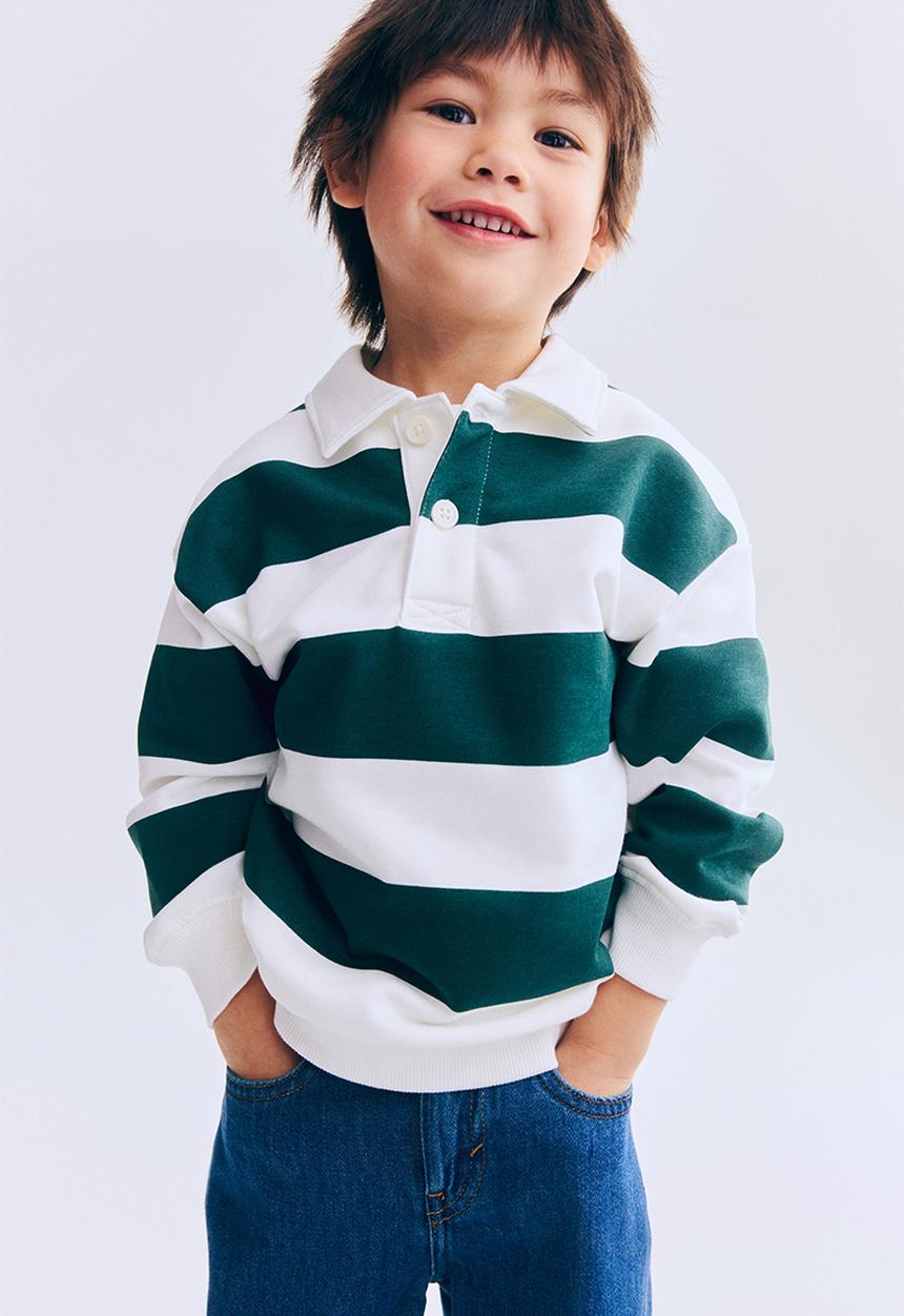 H&M - Rugby shirt - white/dark green