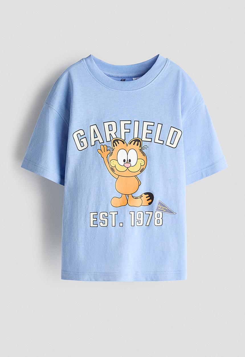 H&M - Oversized printed T-shirt - light blue/garfield