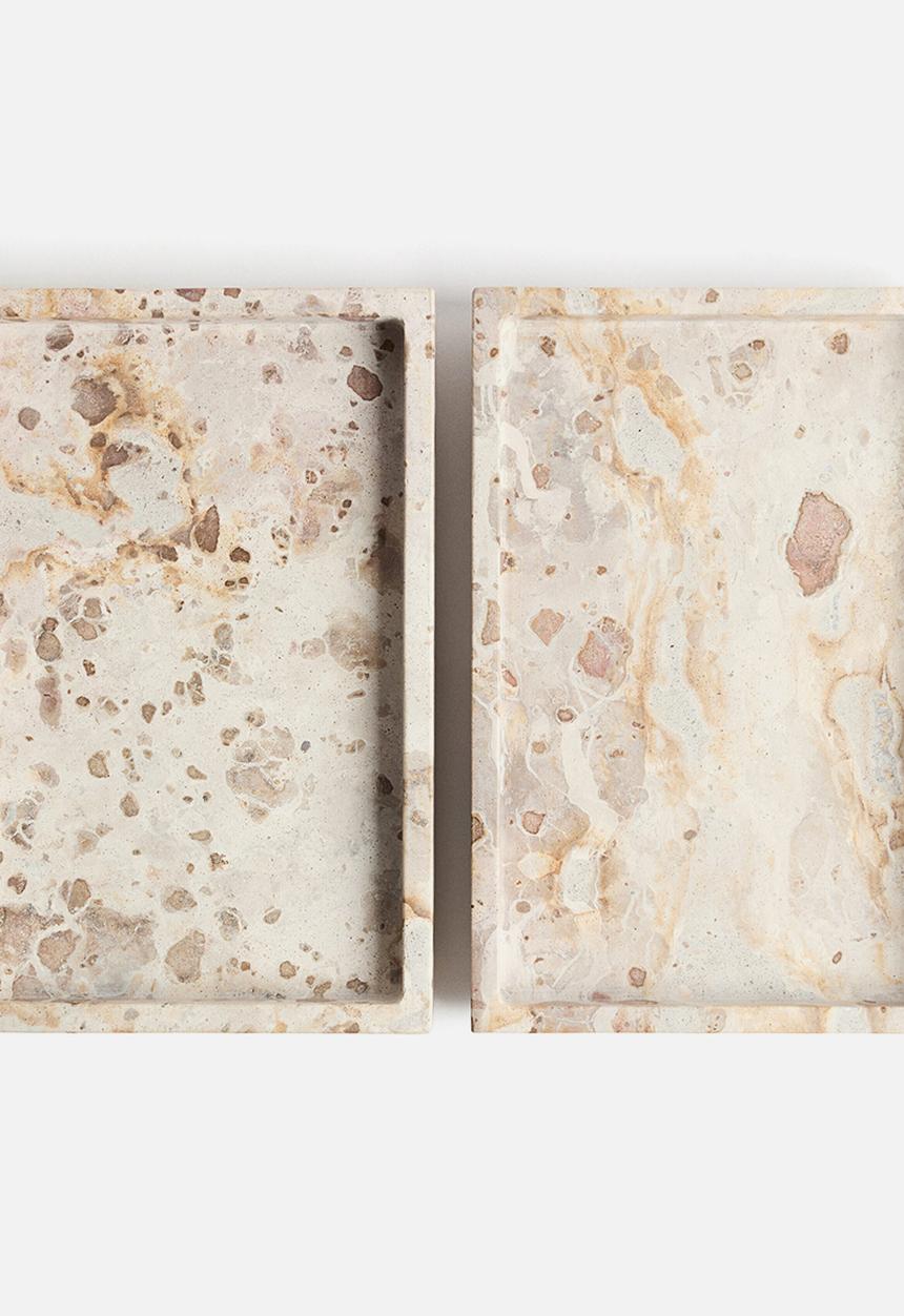 H&M - Marble serving tray - light beige/marbled