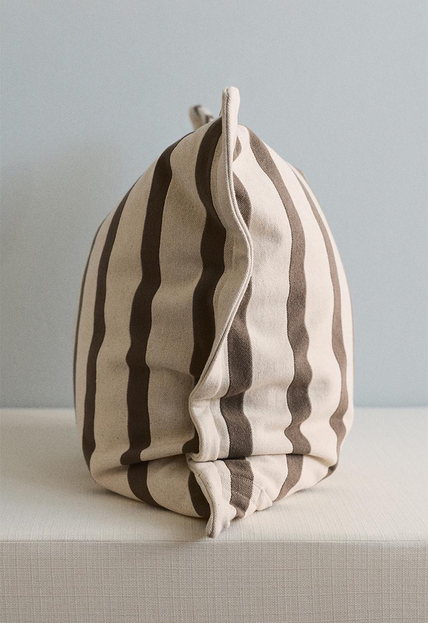H&M - Patterned canvas cushion cover - mole/striped