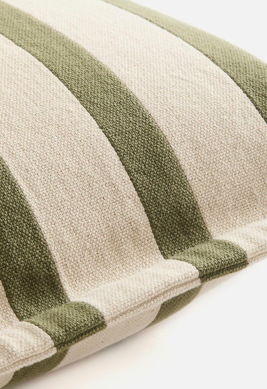 H&M - Patterned canvas cushion cover - green/striped