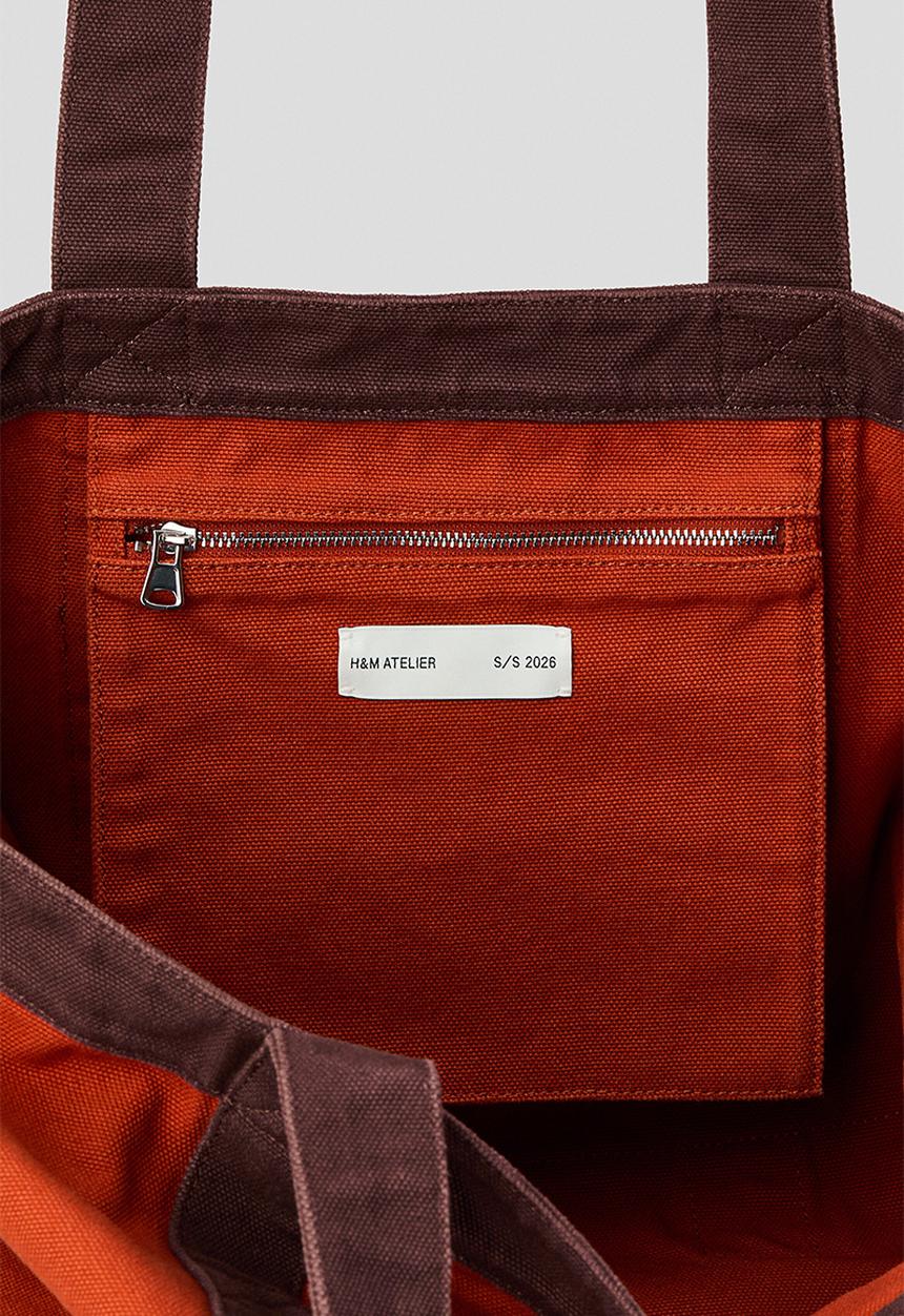 H&M - Canvas tote bag - dark orange/burgundy