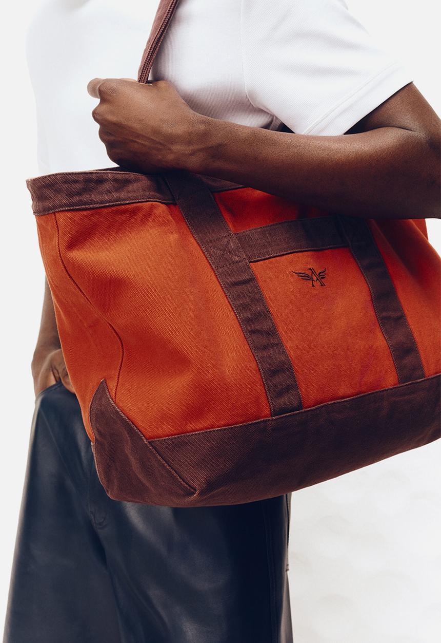 H&M - Canvas tote bag - dark orange/burgundy