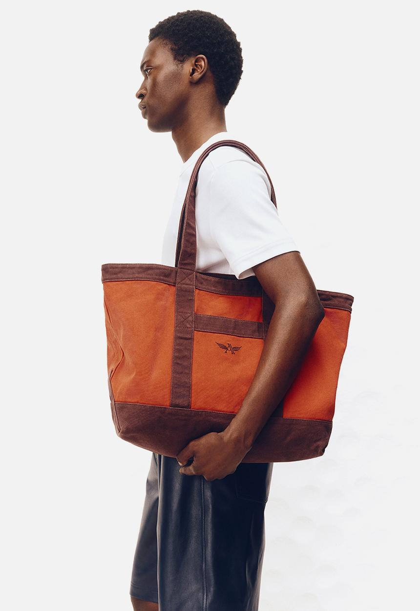H&M - Canvas tote bag - dark orange/burgundy