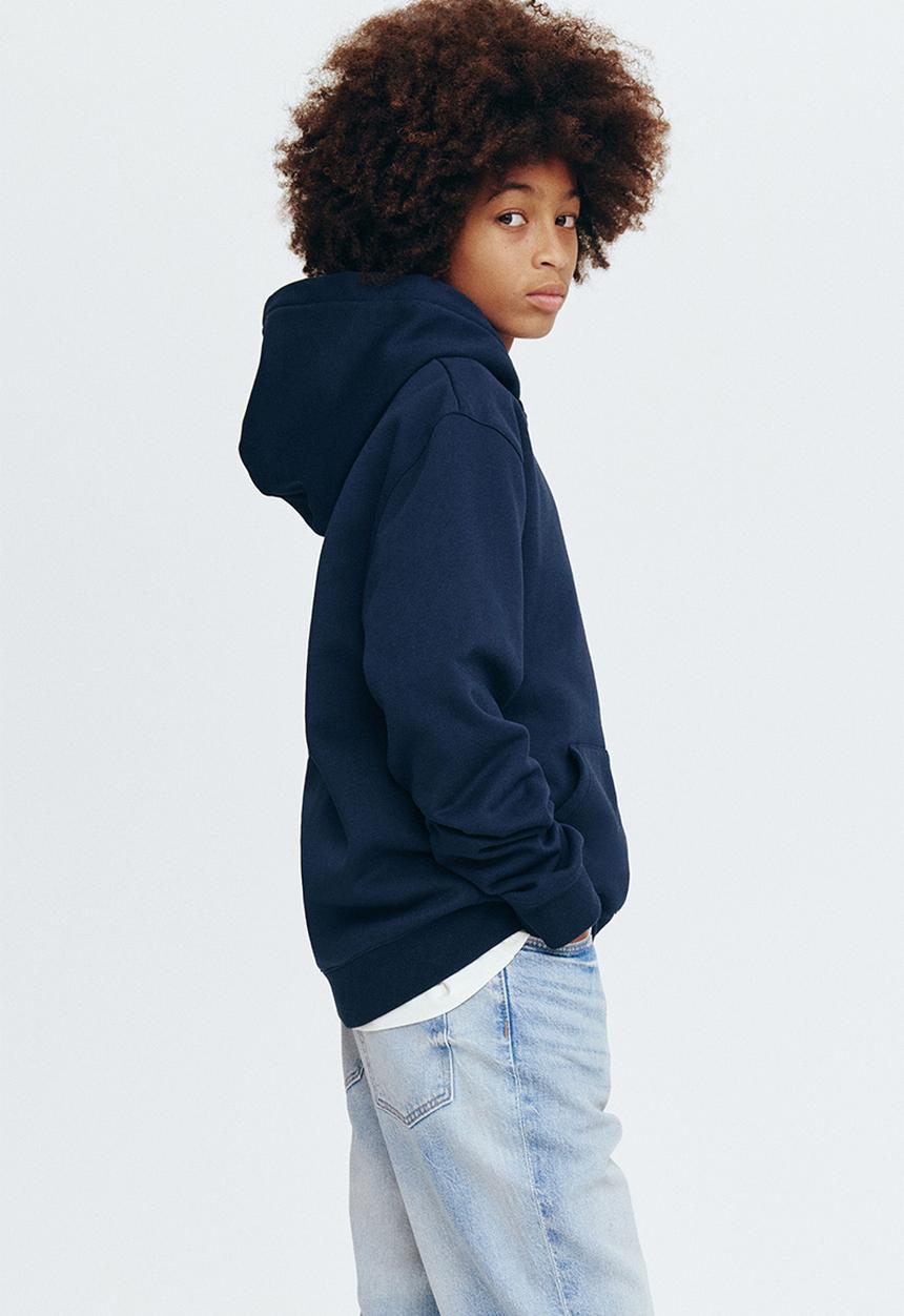H&M - Brushed-inside hoodie - navy blue