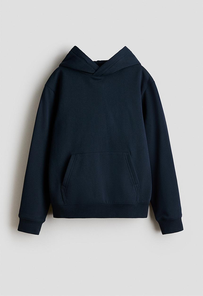 H&M - Brushed-inside hoodie - navy blue