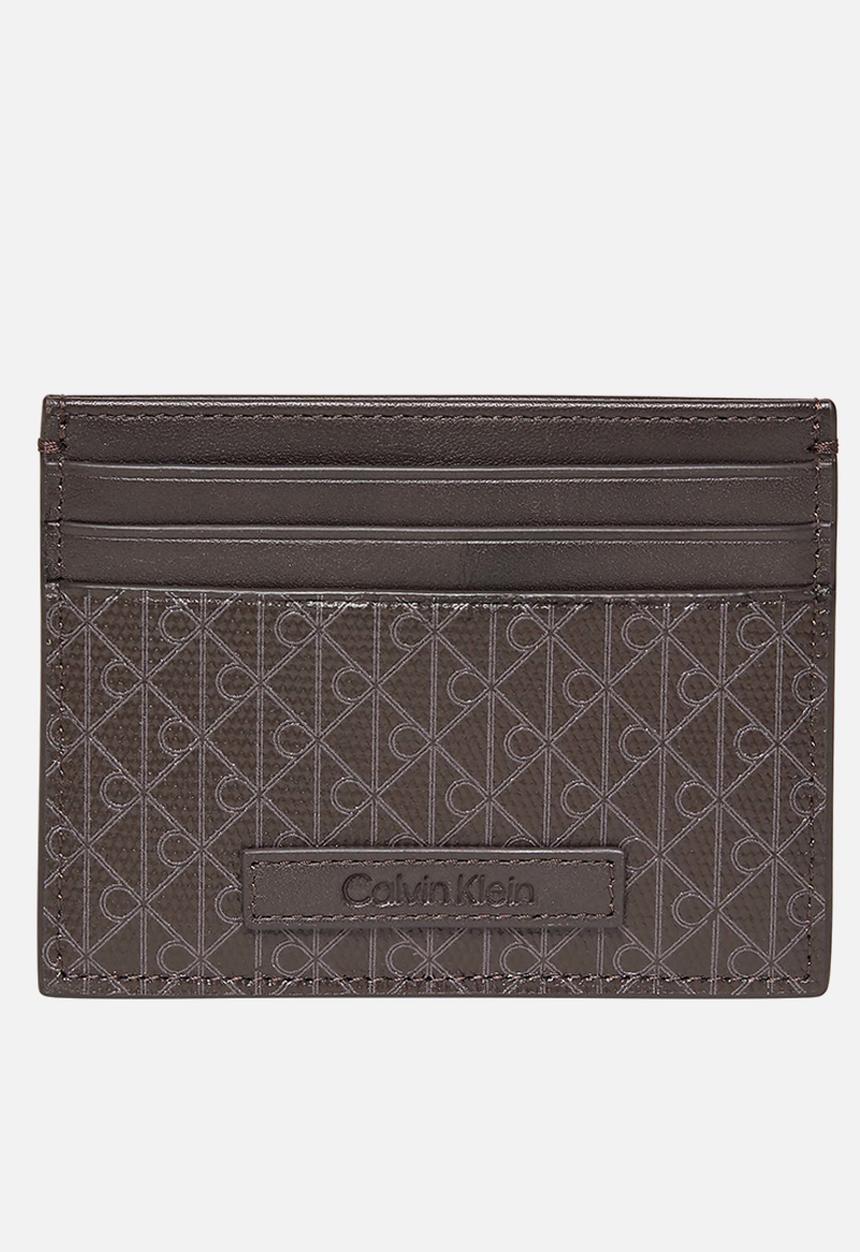 Calvin Klein - Emblem Aop Coated Ew Card Case - Brown