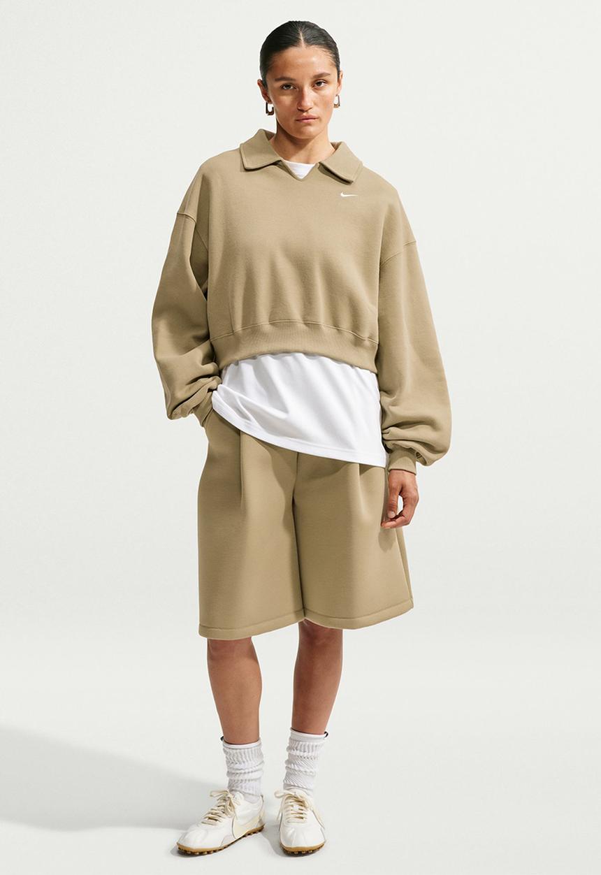 Nike - W Nk Stdo Flc Mw Os Crp Polo - Parachute Beige/Sail