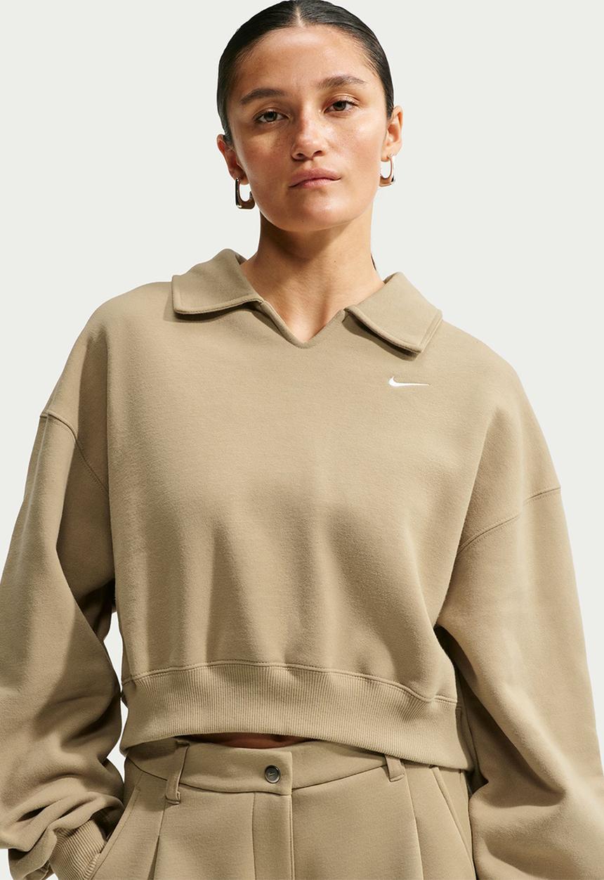Nike - W Nk Stdo Flc Mw Os Crp Polo - Parachute Beige/Sail