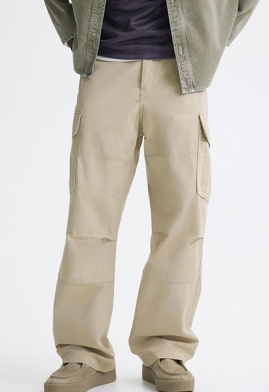 H&M - Relaxed fit cotton cargo trousers - light beige