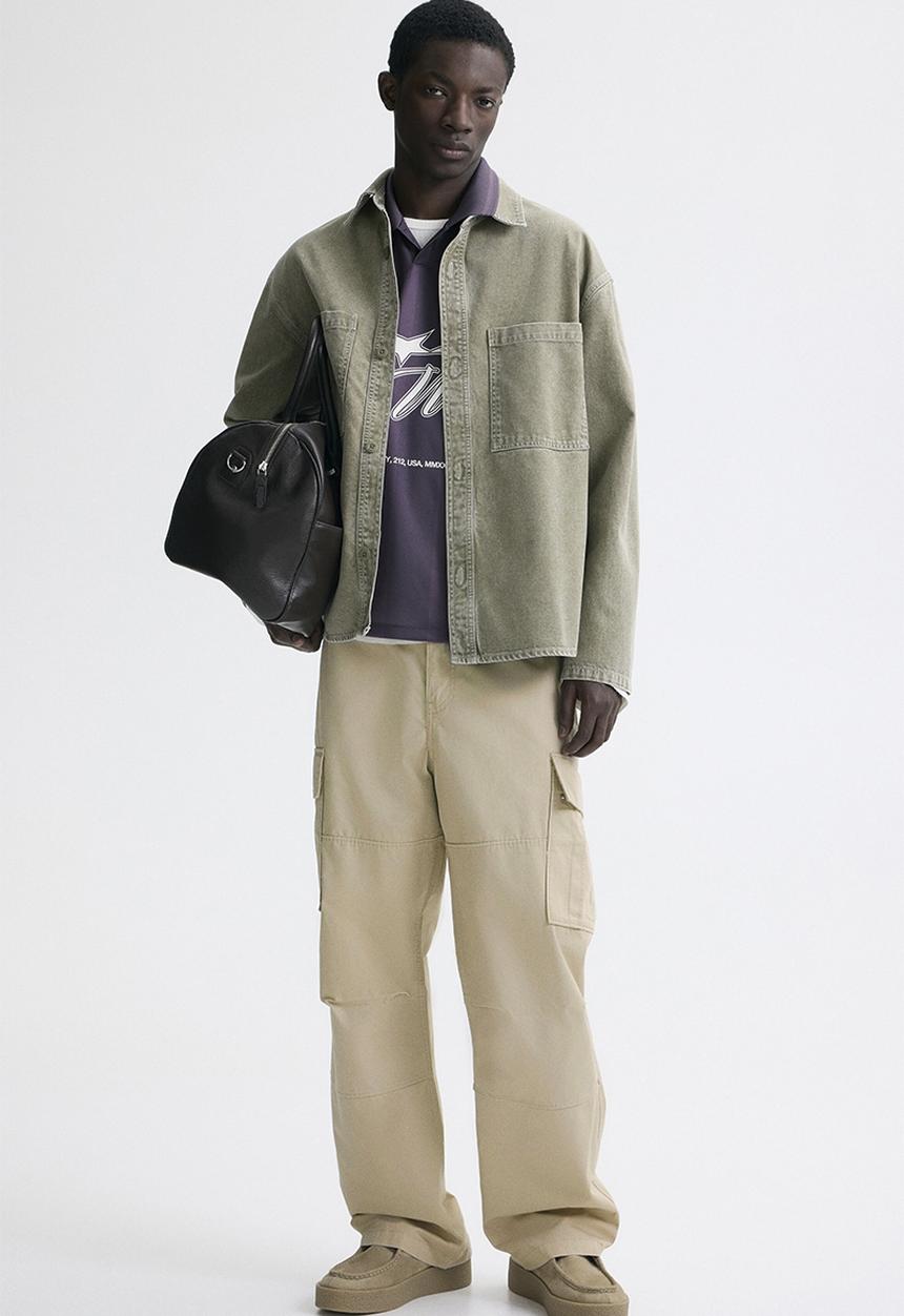H&M - Relaxed fit cotton cargo trousers - light beige