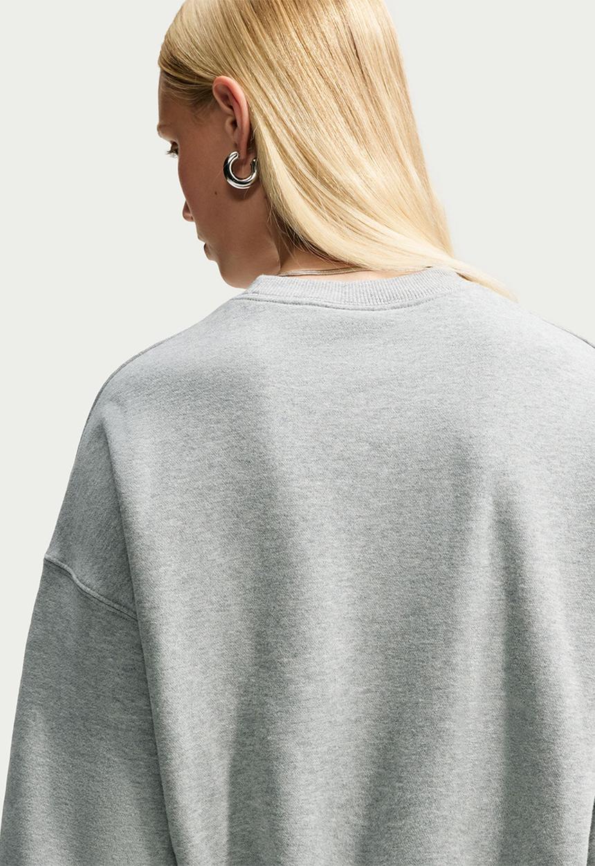 Nike - W Nk Stdo Flc Mw Os Crop Crew - Dk Grey Heather/Sail