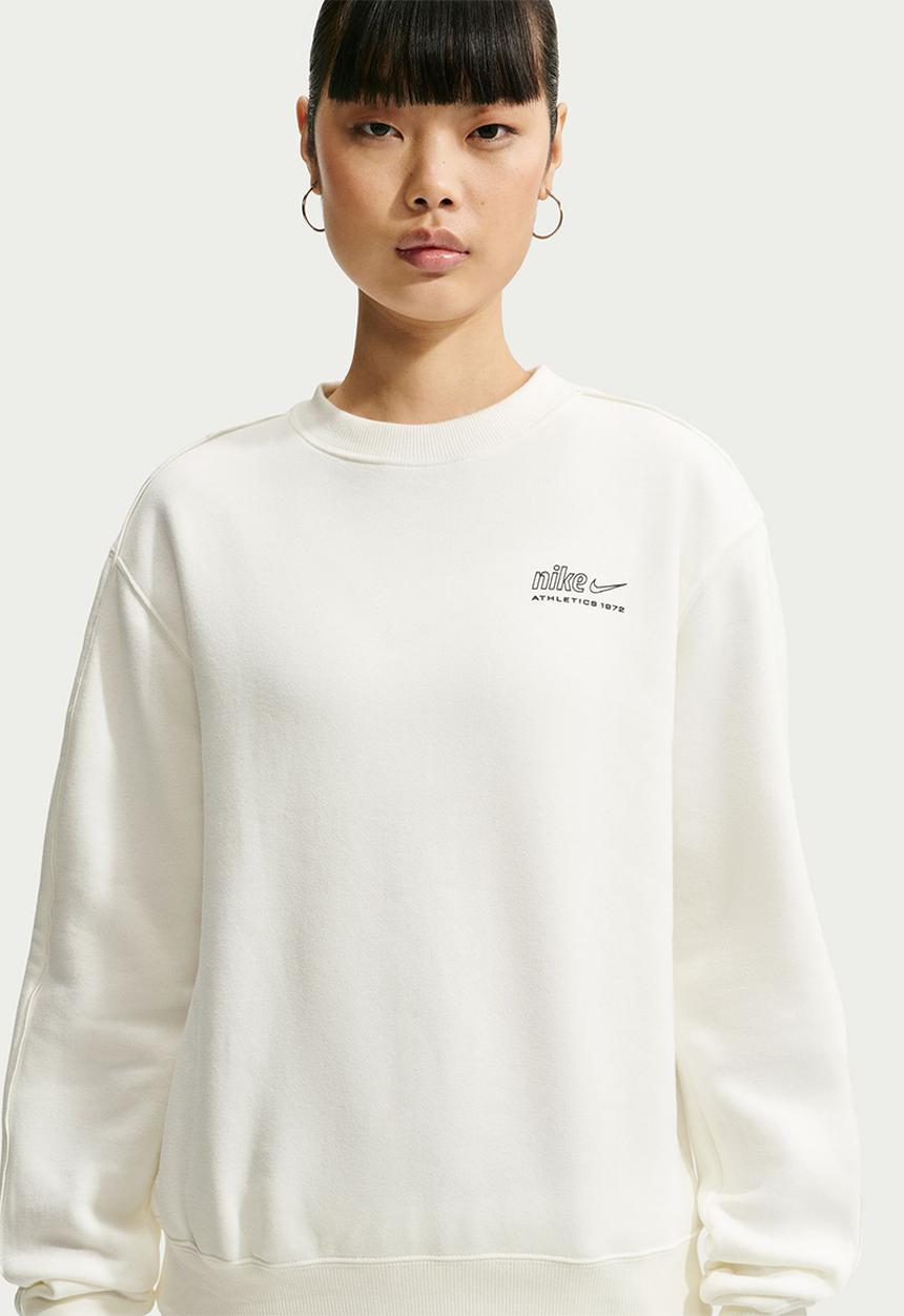 Nike - W Nk Stdo Flc Mw Std Ad Crew - Sail/Black