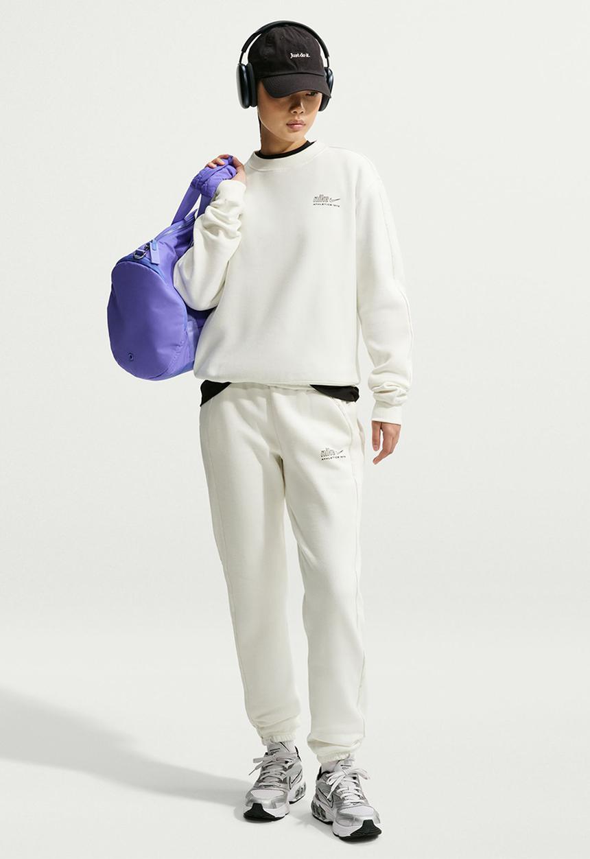 Nike - W Nk Stdo Flc Mw Std Ad Crew - Sail/Black