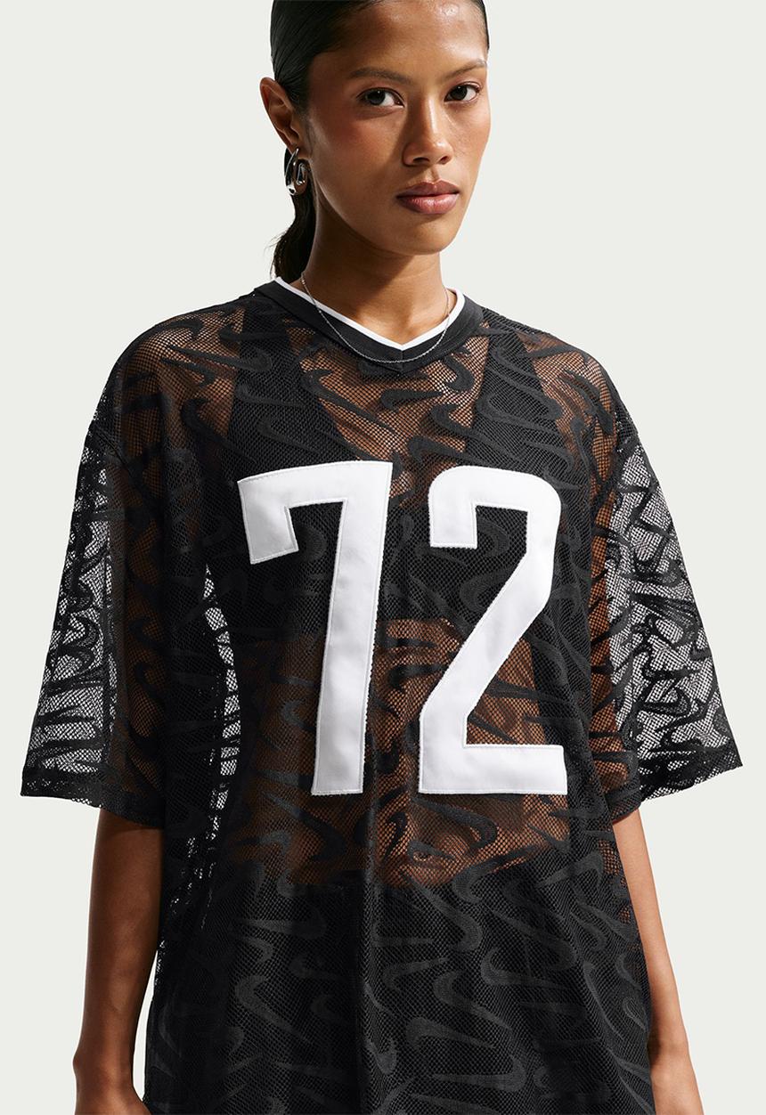 Nike - W Nk Chill Wvn Lace Jersey - Black/White/Black