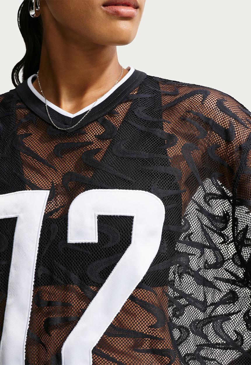 Nike - W Nk Chill Wvn Lace Jersey - Black/White/Black