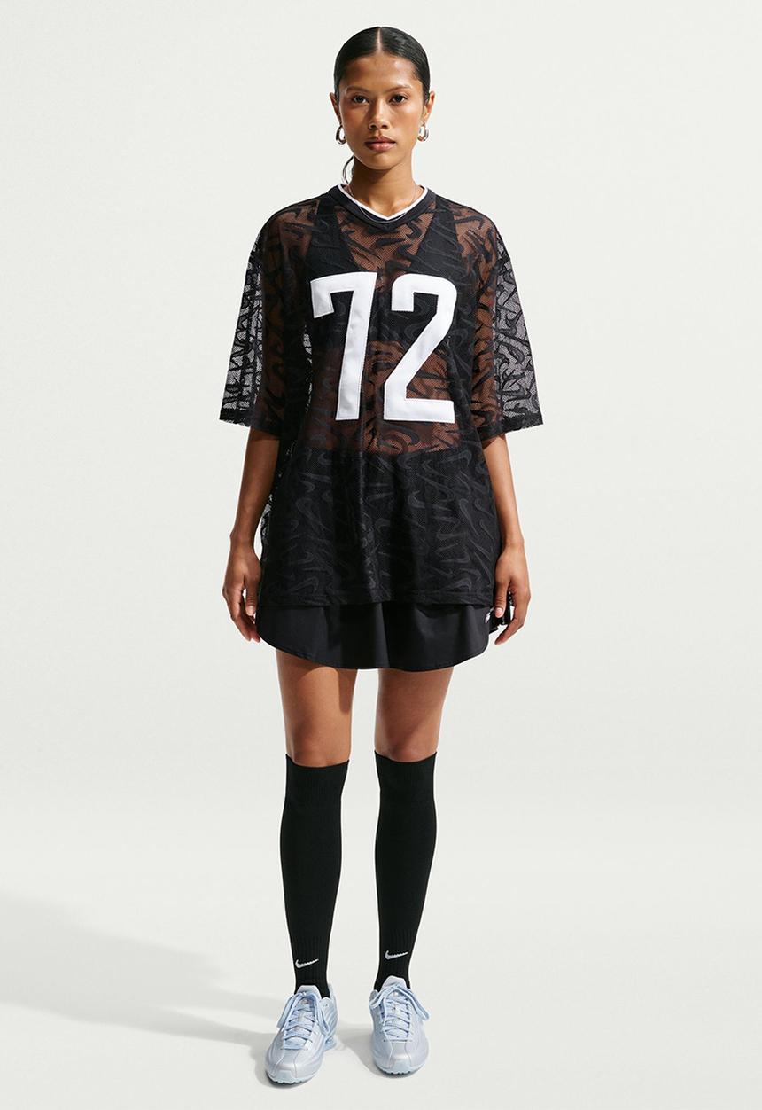 Nike - W Nk Chill Wvn Lace Jersey - Black/White/Black