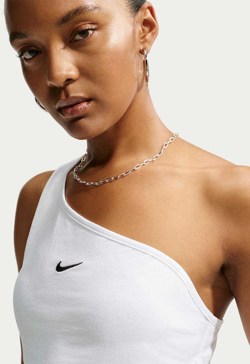 Nike - W Nk Assym One Shoulder Tank - White/Black