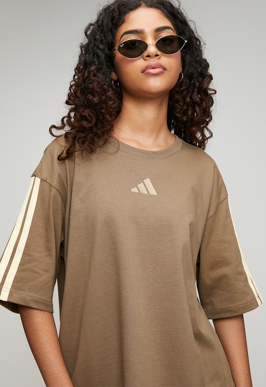 adidas Performance - W 3S Sj Bf T - Khaki Six/ Ecru Tint